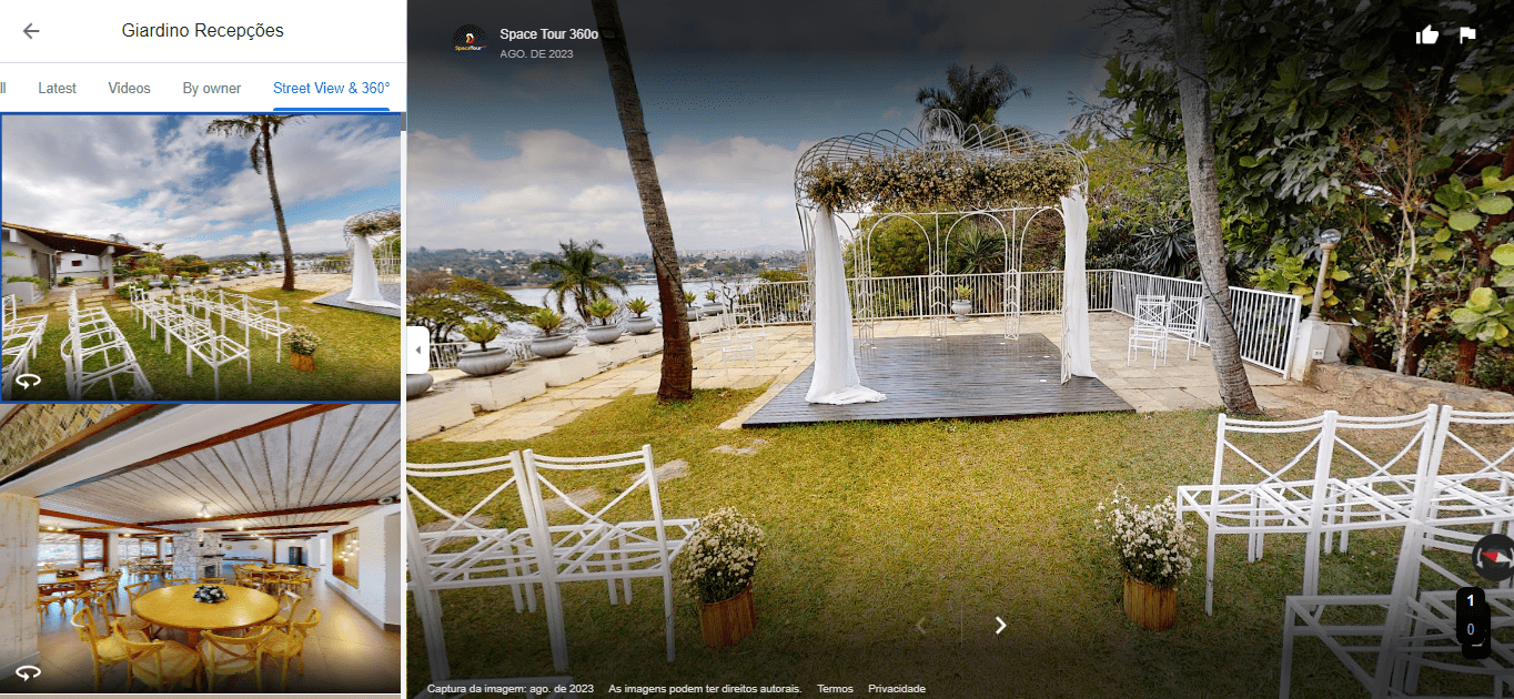 Imagens do Tour Virtual 360 no Street View ao pesquisar Giardino.