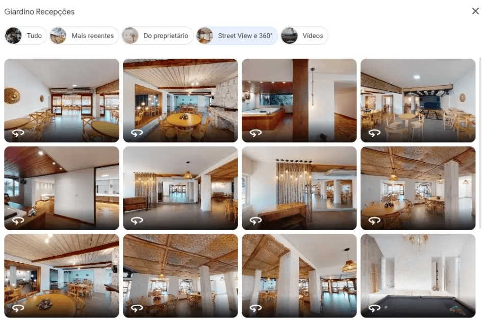 Imagens do Tour Virtual 360 no Street View ao pesquisar Giardino.